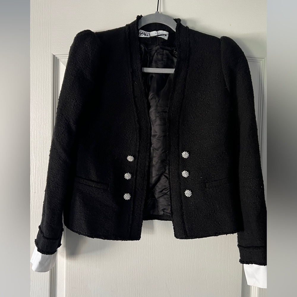 Zara 100% Cotton Jacket with Built-in Sleeves